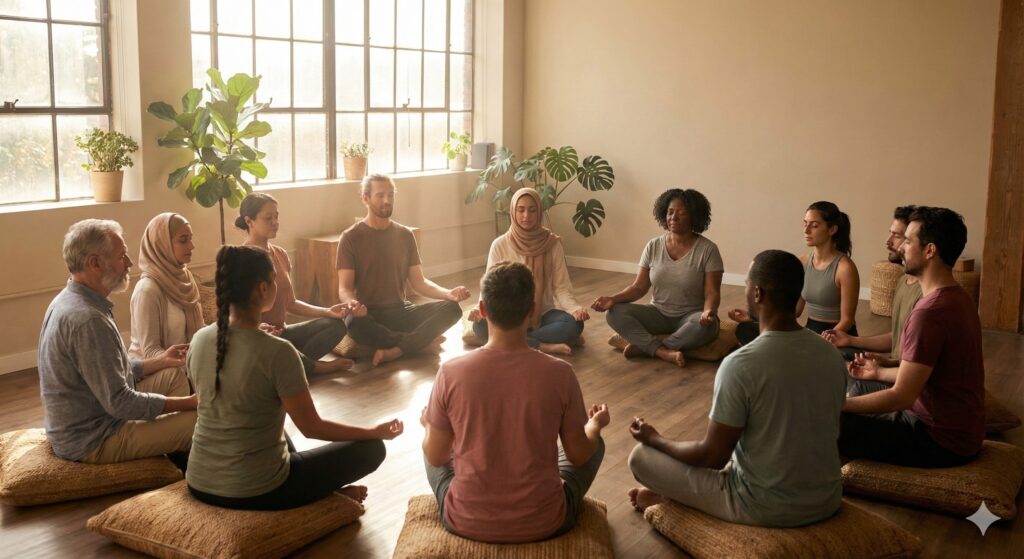 Cercles de méditation collective : avantages prouvés sur le bien-être global